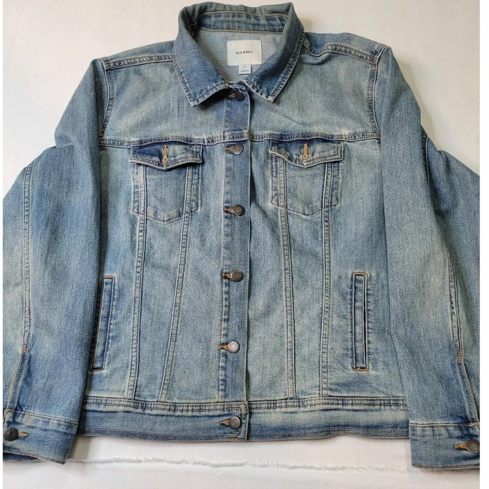 Old Navy Mens XXL Light Wash Denim Trucker Jacket Blue Cotton Blend  Coat 2227